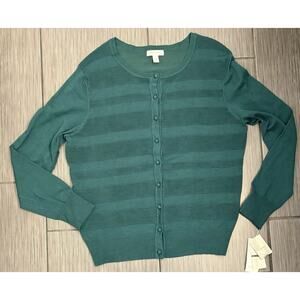 Charter Club Women’s Green Full Bottom Cardigan Size Large NWT